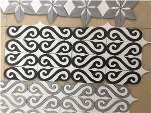 China Mongolia Black Granite Waterjet Mosaic
