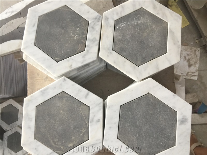 Cinderella Grey Hexagon Marble Waterjet Marble Mosaic