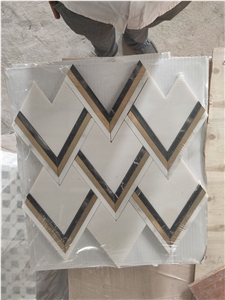 Italy Yugoslavia White Waterjet Marble Mosaics