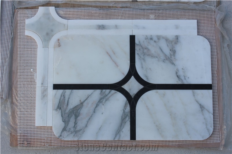 Oriental White Nero Marquina Marble Mosaics