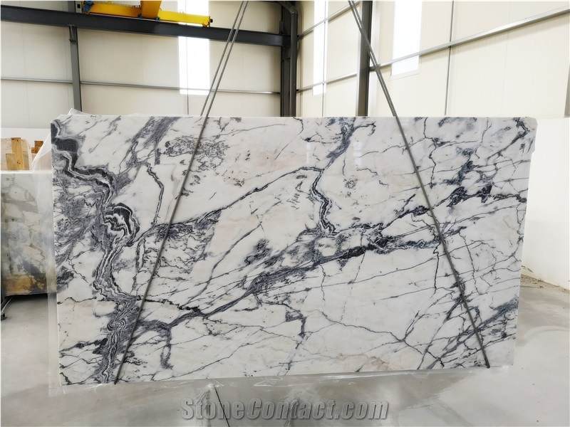 Stormy White Marble Slabs