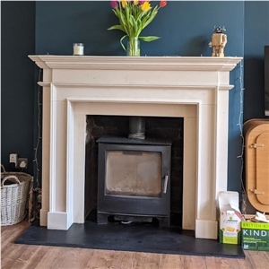Rosal B Limestone Fireplace Mantel