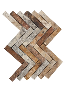1.25"X6" Herringbone Scabos Travertine F/H Mosaic