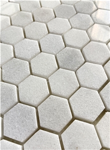 1" Hexagon White Marble Polished Mosaic
