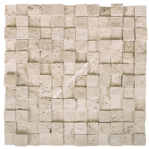 1"X1" Classic Travertine Cubic Split Face Mosaic
