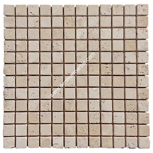 1"X1" Classic Travertine Tumbled Mosaic