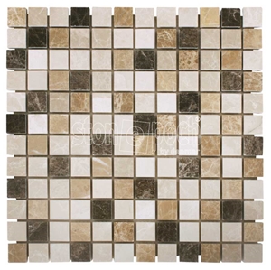 1"X1" Spanish Mix Marble Polished Mosaic