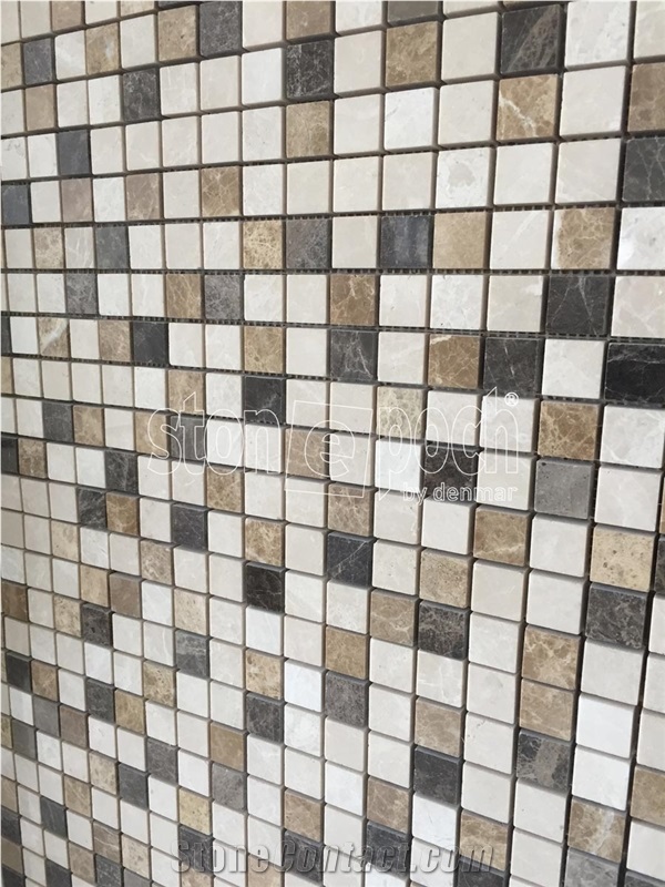 1"X1" Spanish Mix Marble Polished Mosaic