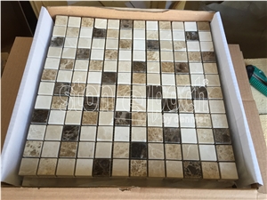 1"X1" Spanish Mix Marble Polished Mosaic