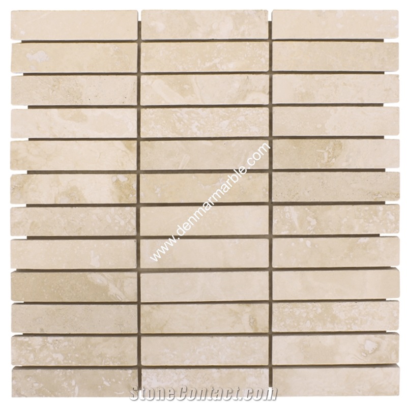 1"X4" Soldier Light Travertine F/H Mosaic