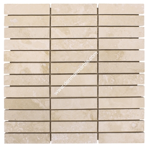 1"X4" Soldier Light Travertine F/H Mosaic