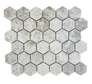 2" Hexagon Silver Royal Marble Polished Mosaic