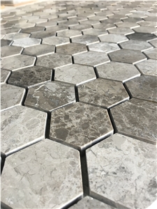 2" Hexagon Silver Royal Marble Polished Mosaic