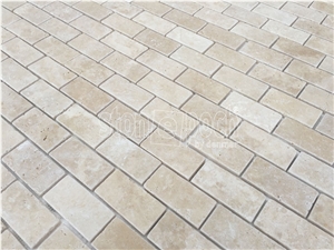 2"X4" Brick Classic Travertine Tumbled Mosaic