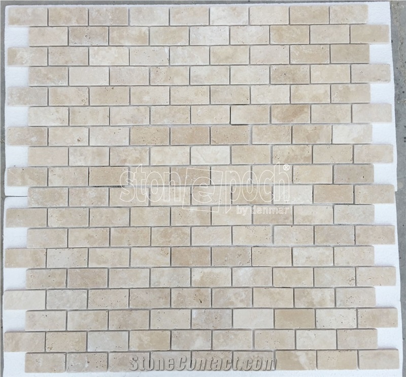 2"X4" Brick Classic Travertine Tumbled Mosaic