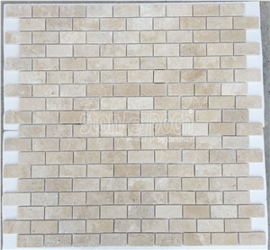 2"X4" Brick Classic Travertine Tumbled Mosaic