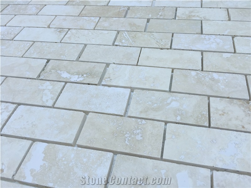 2"X4"Brick Light Travertine Filled&Honed Mosaic