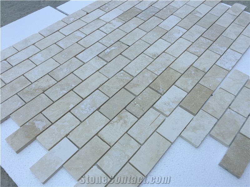 2"X4"Brick Light Travertine Filled&Honed Mosaic