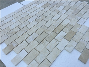 2"X4"Brick Light Travertine Filled&Honed Mosaic