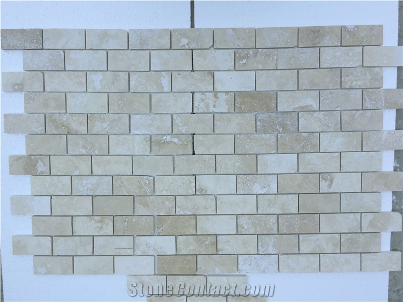 2"X4"Brick Light Travertine Filled&Honed Mosaic