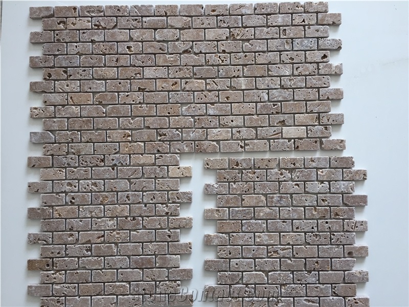 2"X4"Brick Noche Travertine Tumbled Mosaic