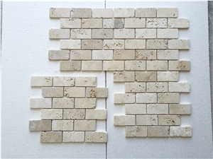 2"X4" Classic Light Travertine Tumbled Mosaic