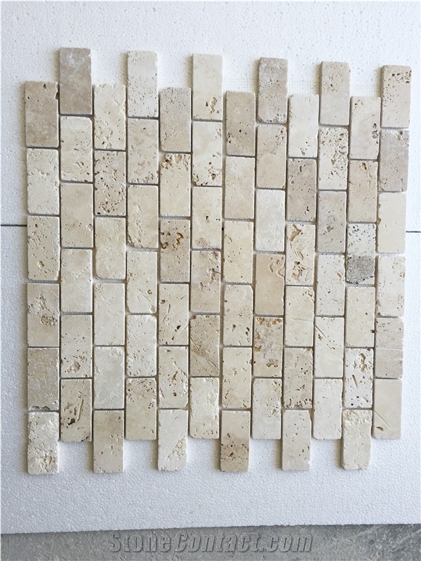2"X4" Classic Light Travertine Tumbled Mosaic