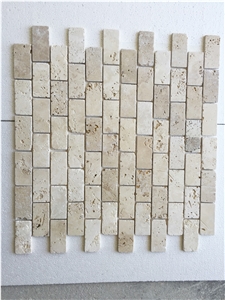2"X4" Classic Light Travertine Tumbled Mosaic