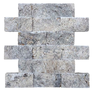 2"X4" Silver Travertine Split Face Mosaic