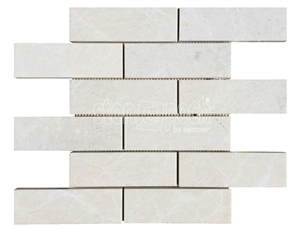 2"X6" Brick White Beige Marble Polished Mosaic