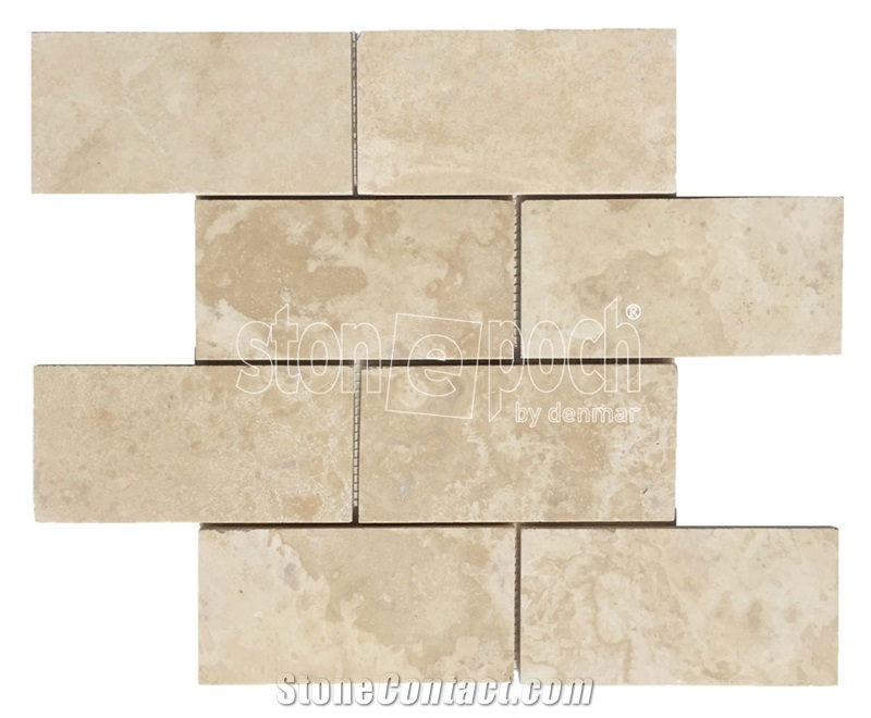 3"X6" Light Travertine Filled & Honed Mosaic