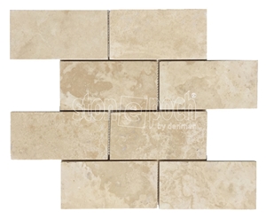 3"X6" Light Travertine Filled & Honed Mosaic 3"X6" Light Travertine Filled & Honed Mosaic