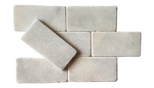 3"X6" White Marble Tumbled Tile