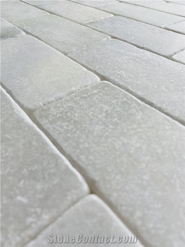 3"X6" White Marble Tumbled Tile