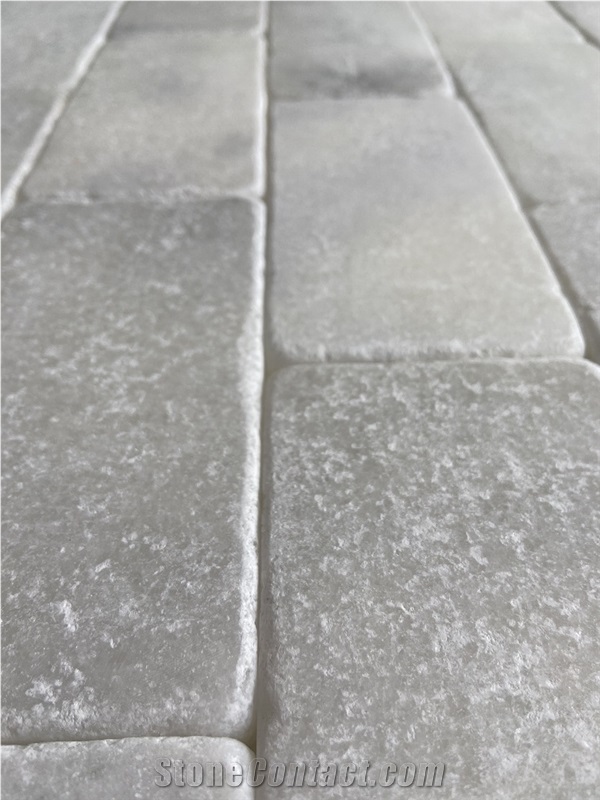 3"X6" White Marble Tumbled Tile
