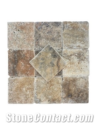 4"X4" Scabostravertine Tumbled Tile