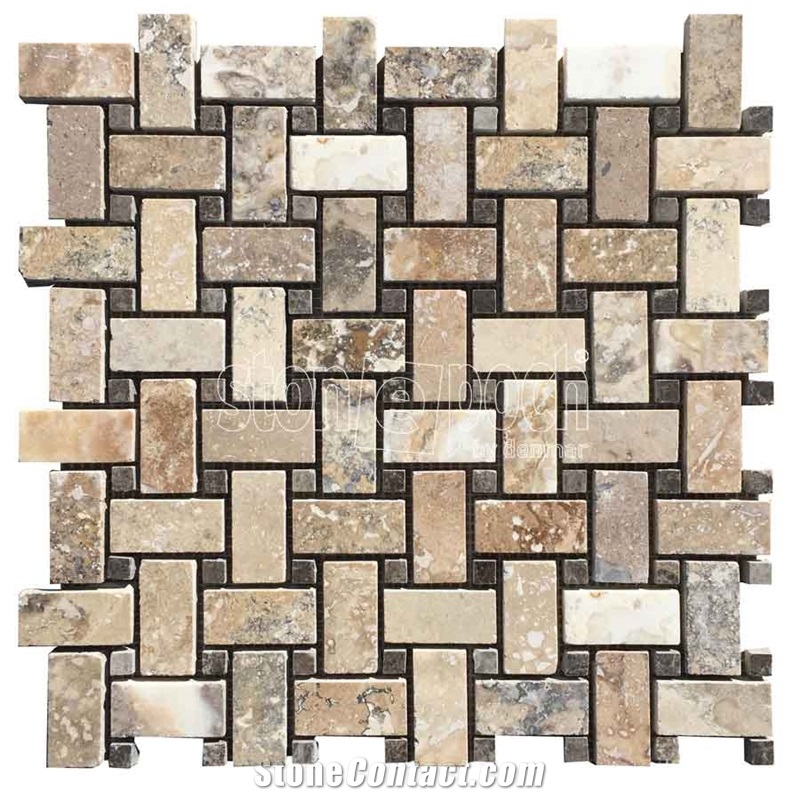Basketweave Philadelphia Travertine F/H Mosaic