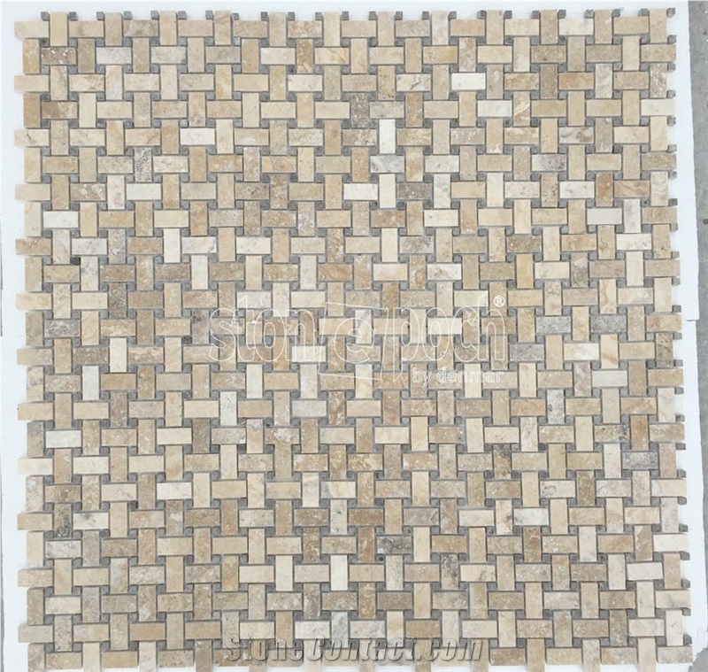 Basketweave Philadelphia Travertine F/H Mosaic