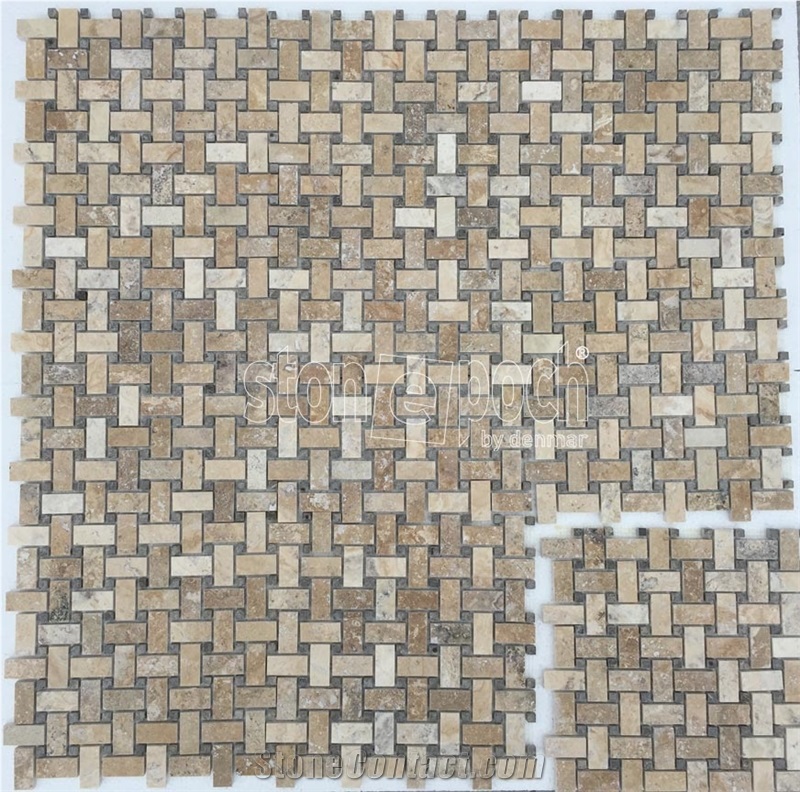 Basketweave Philadelphia Travertine F/H Mosaic