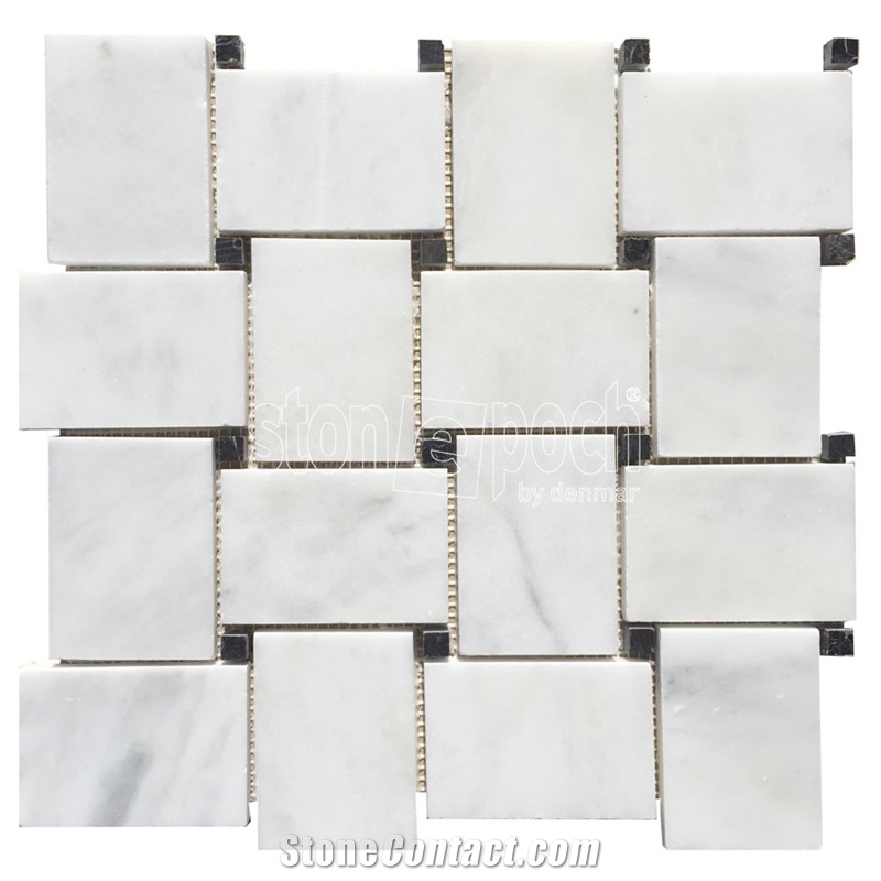 Big Basketweave Carrara Extra Polished Mosaic