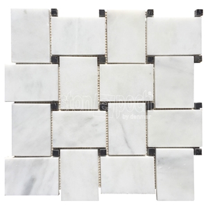 Big Basketweave Carrara Extra Polished Mosaic Big Basketweave Carrara Extra Polished Mosaic