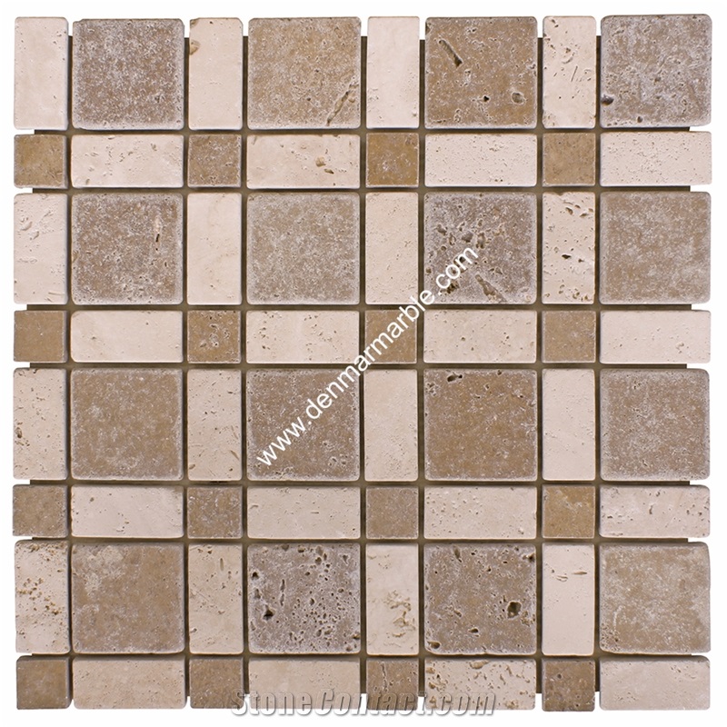 Burberry Dark Mix Travertine Tumbled Mosaic