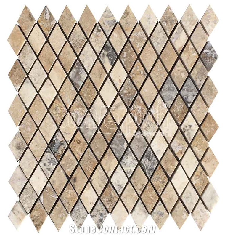 Diamond 1" Philadelphia Travertine F/H Mosaic