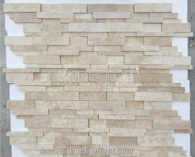 Ledger Light Travertine Unfilled&Honed Mosaic