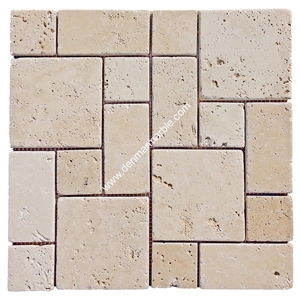 Roman Pattern Classic Travertine Tumbled Mosaic