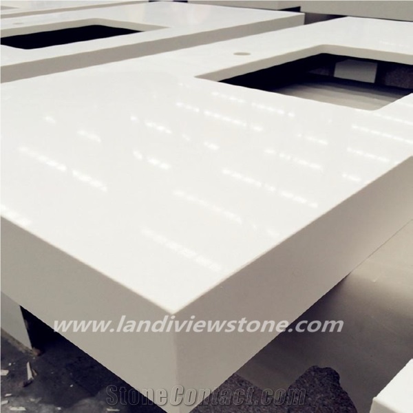 Arctic White Pure White Quartz Kitchen Countertops