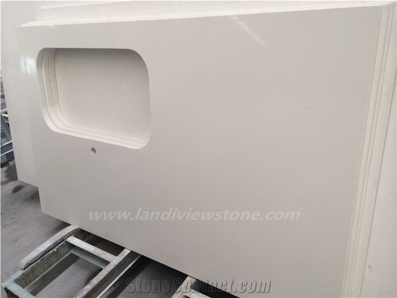 Arctic White Pure White Quartz Kitchen Countertops