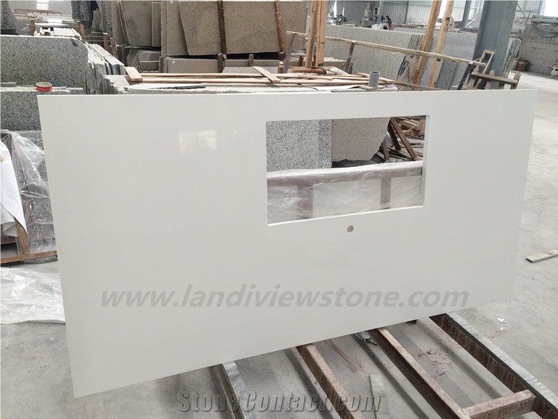 Arctic White Pure White Quartz Kitchen Countertops