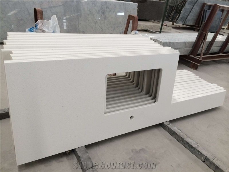 Arctic White Pure White Quartz Kitchen Countertops