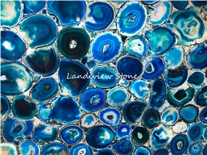 Backlit Semiprecious Blue Agate Semiprecious